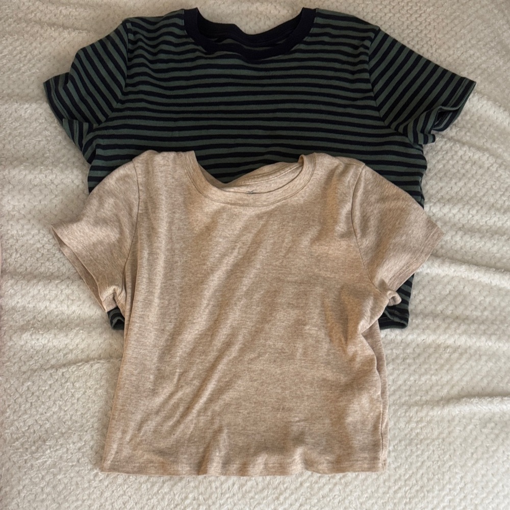 Hollister Navy Striped and Cream baby Tee Set